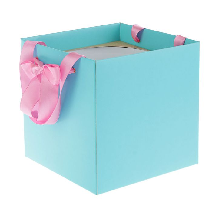 Коробка-ваза для цветов с пластиковой вставкой, 22 х 22 х 22 см, мята