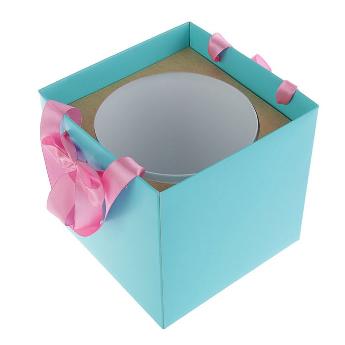 Коробка-ваза для цветов с пластиковой вставкой, 22 х 22 х 22 см, мята