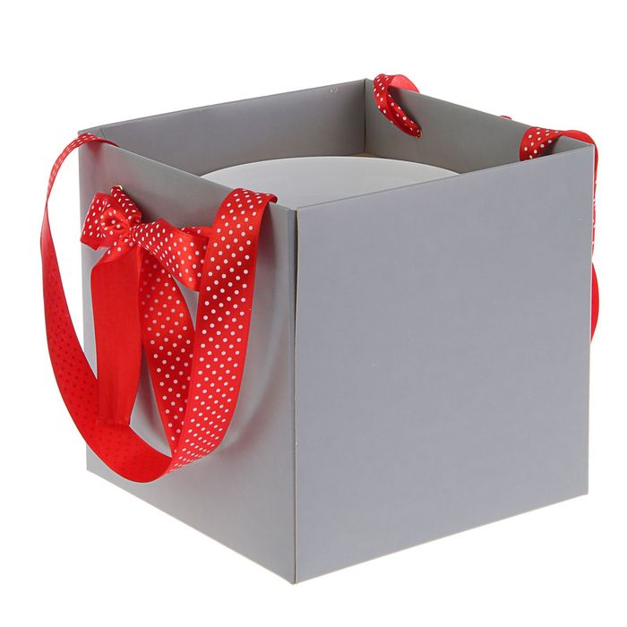 Коробка-ваза для цветов с пластиковой вставкой, 22 х 22 х 22 см, дымчатый