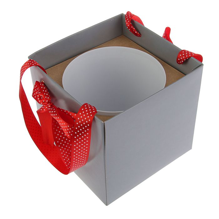 Коробка-ваза для цветов с пластиковой вставкой, 22 х 22 х 22 см, дымчатый