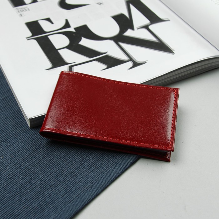 Визитница, 1 ряд, 18 листов, цвет тёмно-красный