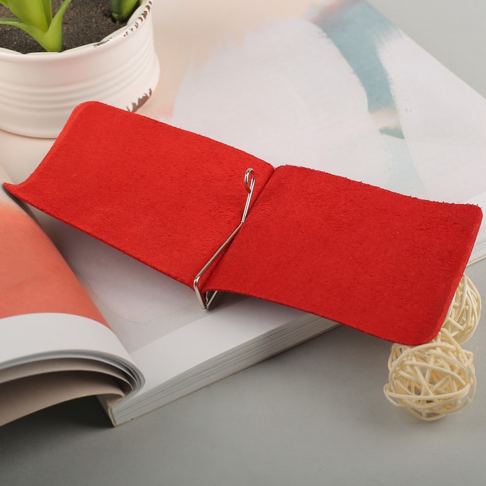 Зажим для купюр, с металлическим зажимом, цвет красный гладкий