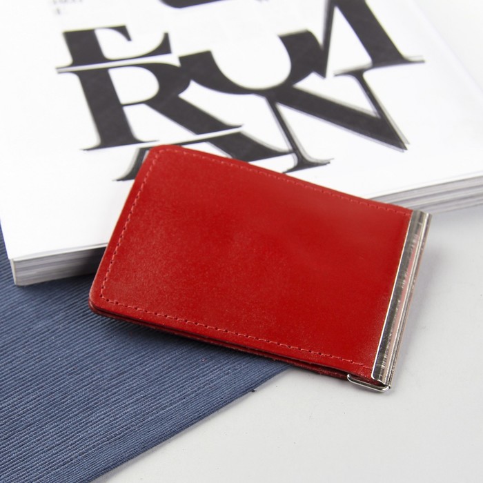 Зажим для купюр на магните, отдел для монет, цвет красный