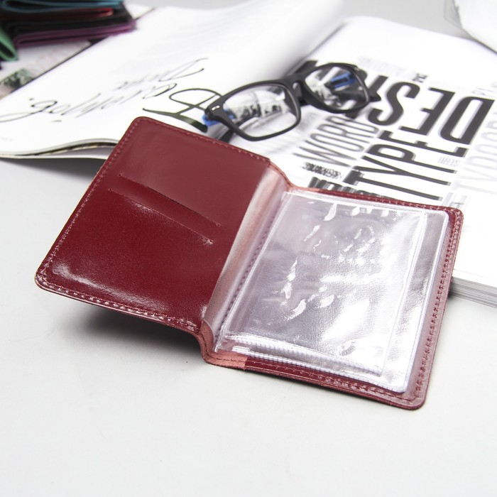 Обложка для автодокументов, цвет бордовый гладкий