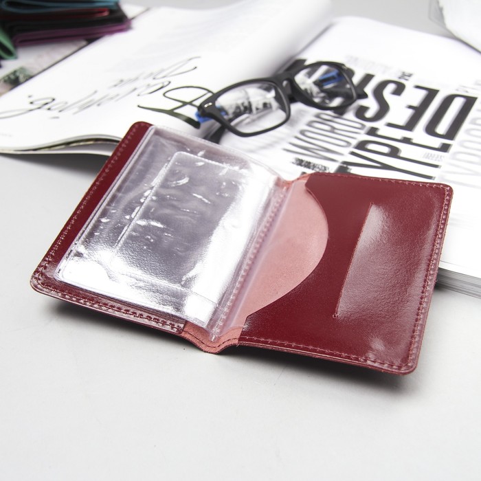 Обложка для автодокументов, цвет бордовый гладкий