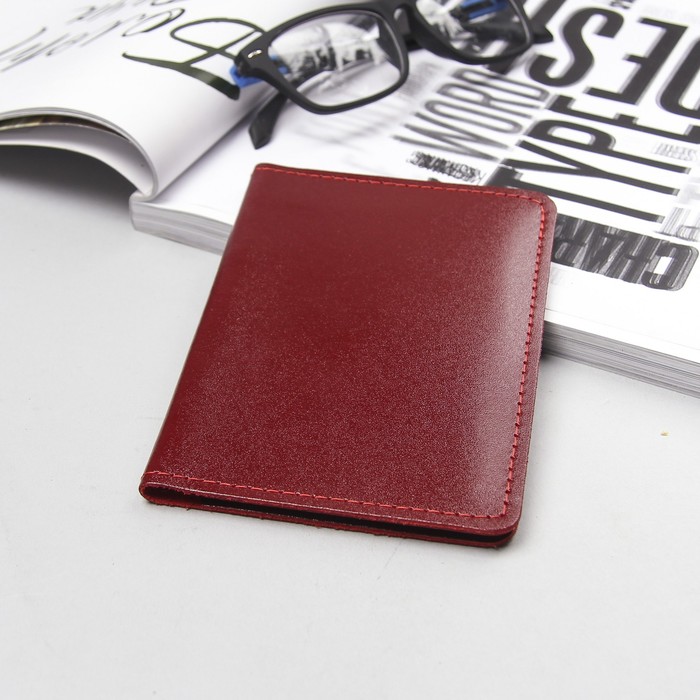 Обложка для автодокументов, цвет красный гладкий