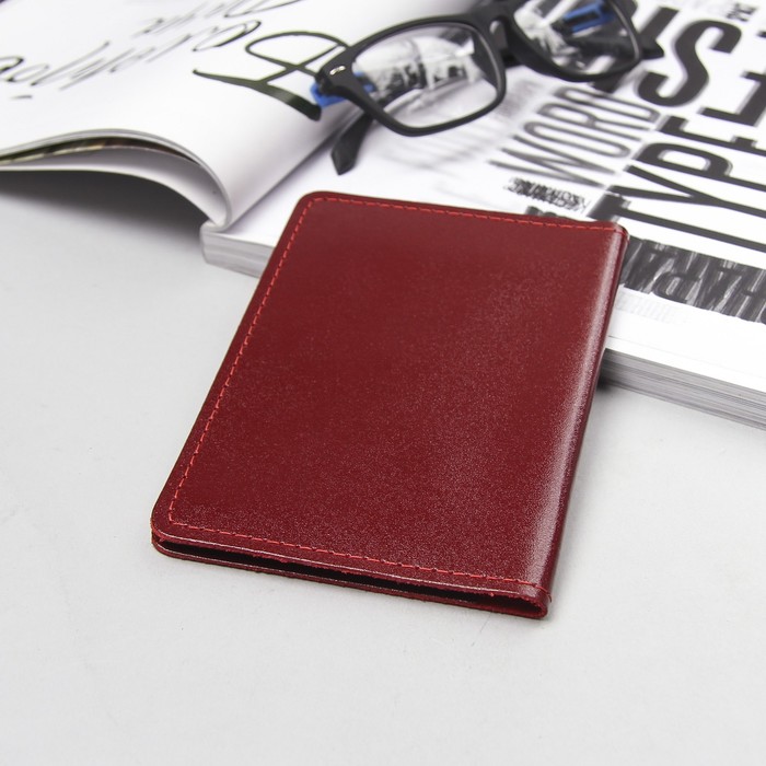 Обложка для автодокументов, цвет красный гладкий