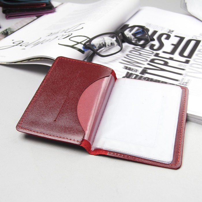 Обложка для автодокументов, цвет красный гладкий