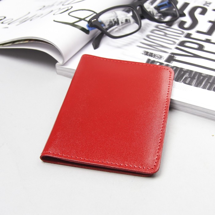 Обложка для автодокументов, цвет алый гладкий