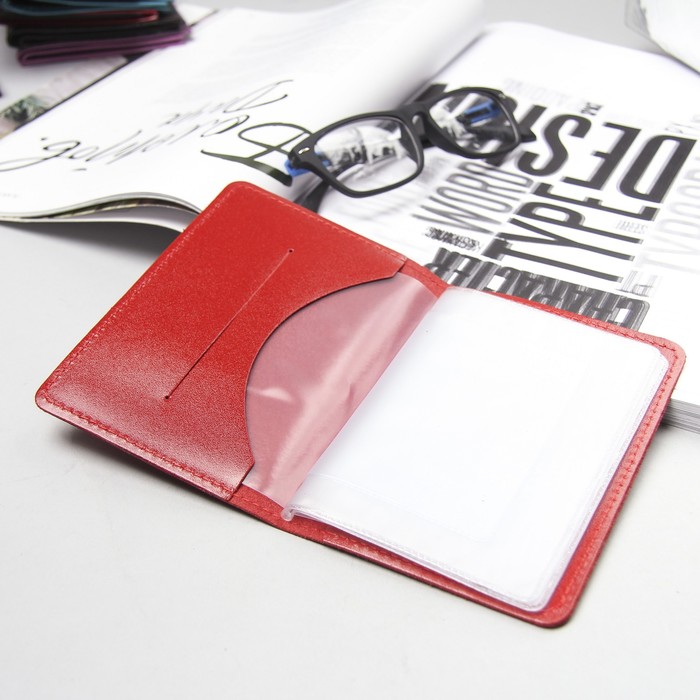 Обложка для автодокументов, цвет алый гладкий