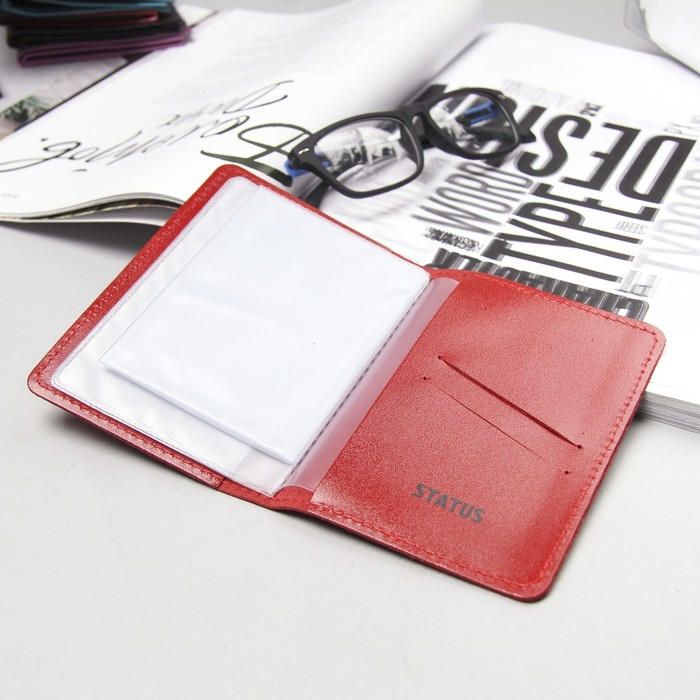 Обложка для автодокументов, цвет алый гладкий