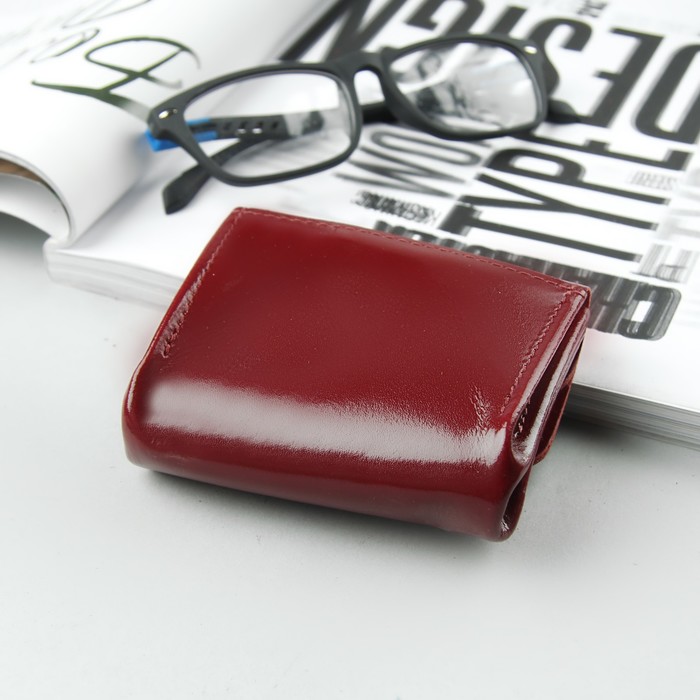 Портмоне-монетница, 2 отдела на кнопке, цвет бордовый гладкий