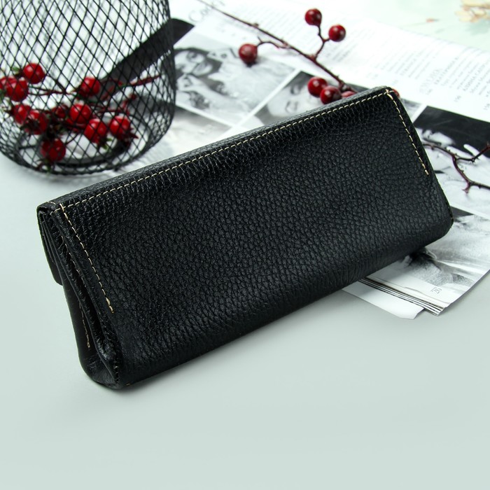 Кошелёк женский, 3 отдела, для карт, доллар, цвет чёрный