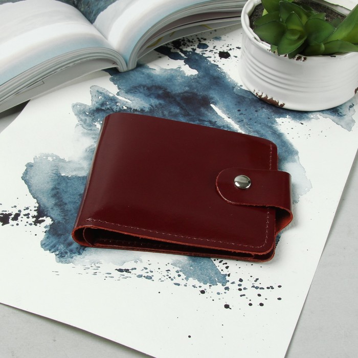 Кошелёк женский, 1 отдел, для карт, для монет, бордовый гладкий