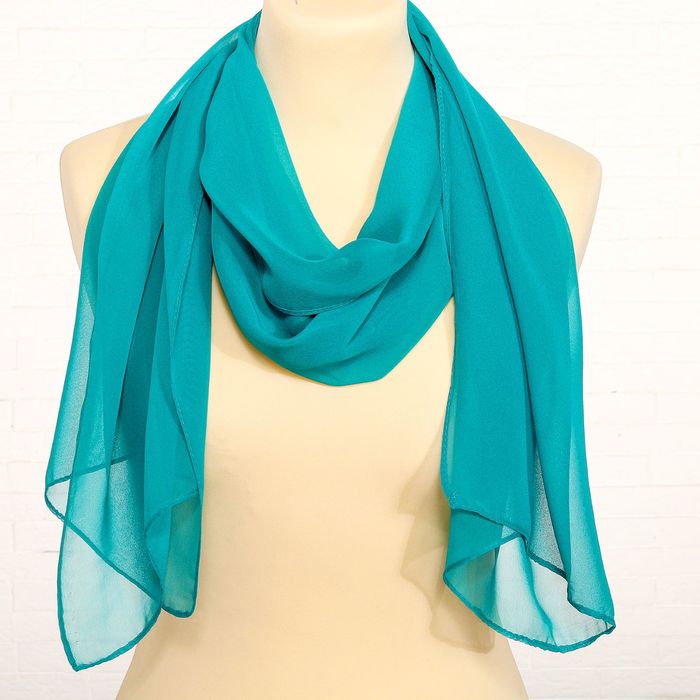 Шарф текстильный женский C1105 цвет бирюзовый, р-р 28х130 см