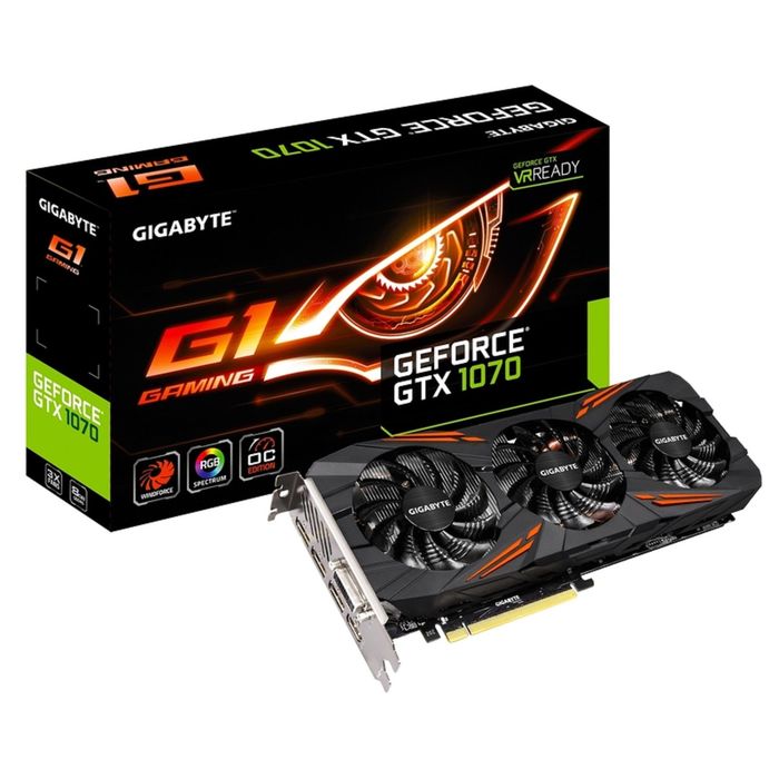Видеокарта Gigabyte GeForce GTX 1070 (GV-N1070G1 GAMING-8GD) 8G,256bit,GDDR5,1620/8008