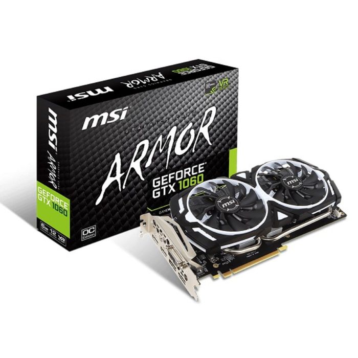 Видеокарта MSI GeForce GTX 1060 ARMOR (6G OCV1) 6G,192bit,GDDR5,1544/8008,DVI,HDMI,DP