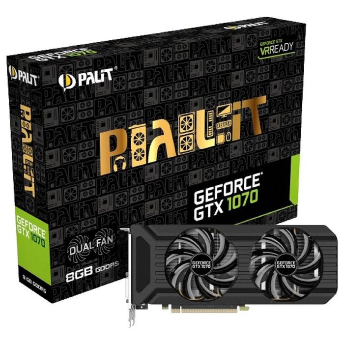 Видеокарта Palit GeForce GTX 1070 DUAL 8G,256bit,GDDR5,1506/8000,Ret
