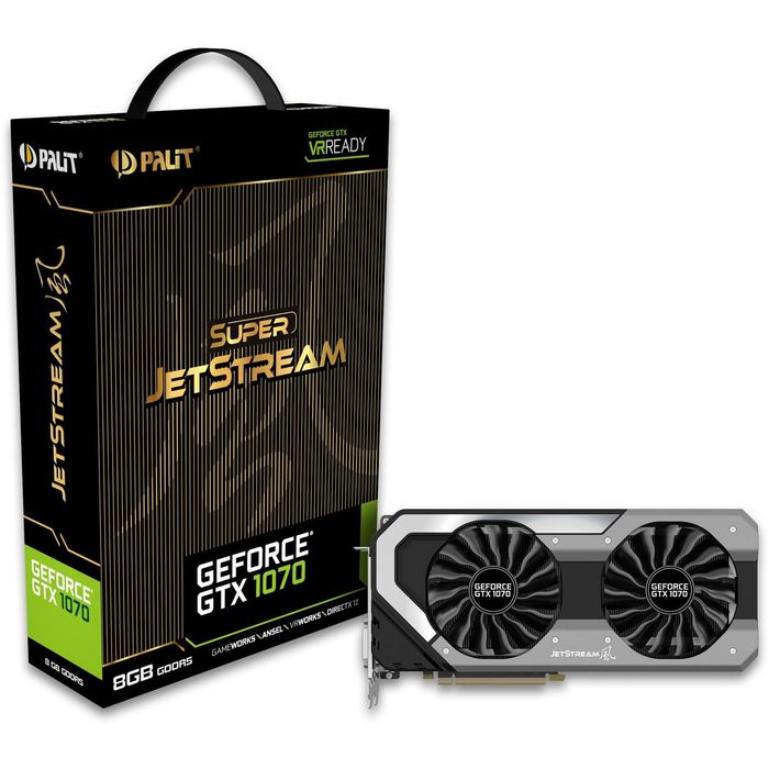 Видеокарта Palit GeForce GTX 1070 Super Jetstream 8G,256bit,GDDR5,1632/8000,Ret