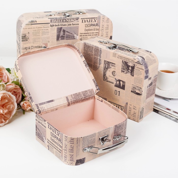 Набор коробок 3в1 "Газета", 30 х 22 х 9 - 20 х 16 х 8 см