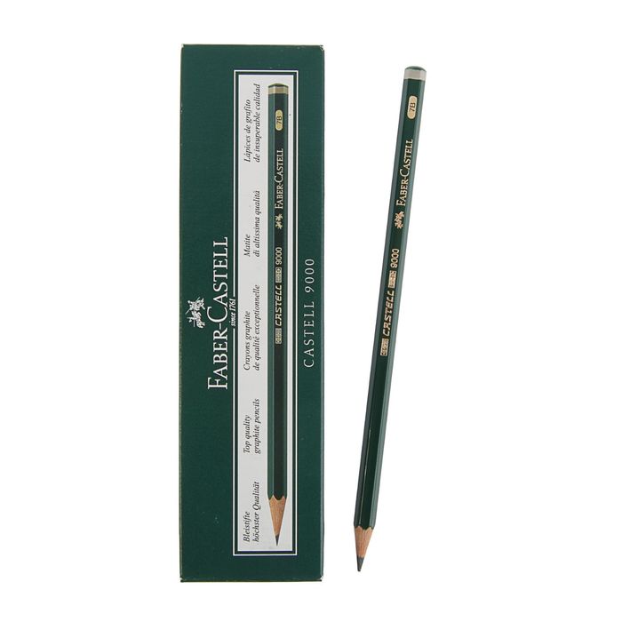 Карандаш художественный чёрнографитный Faber-Castel CASTELL® 9000 профессиональные 7B зелёный