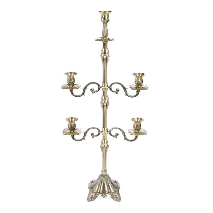 Подсвечник металл на 5 свечей "Пальмовая ветвь" цвет античная бронза 84х30х30 см