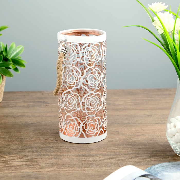 Подсвечник металл 1 свеча "Ажурные розы" с ручкой 20х9х9 см