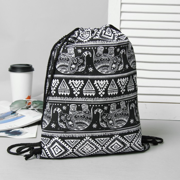 Мешок для обуви на шнурке, цвет чёрный