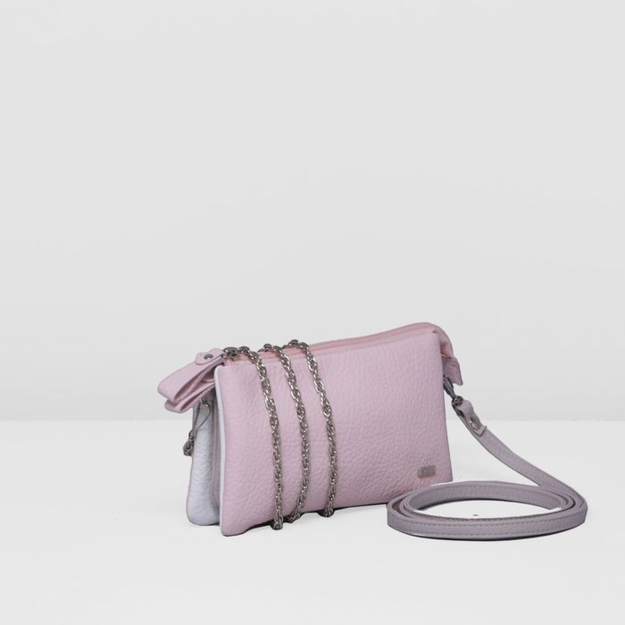 Клатч женский на молнии, 1 отдел, длинный ремень, цвет розовый