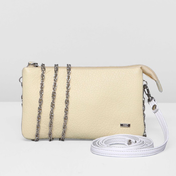 Клатч женский на молнии, 1 отдел, длинный ремень, цвет жёлтый