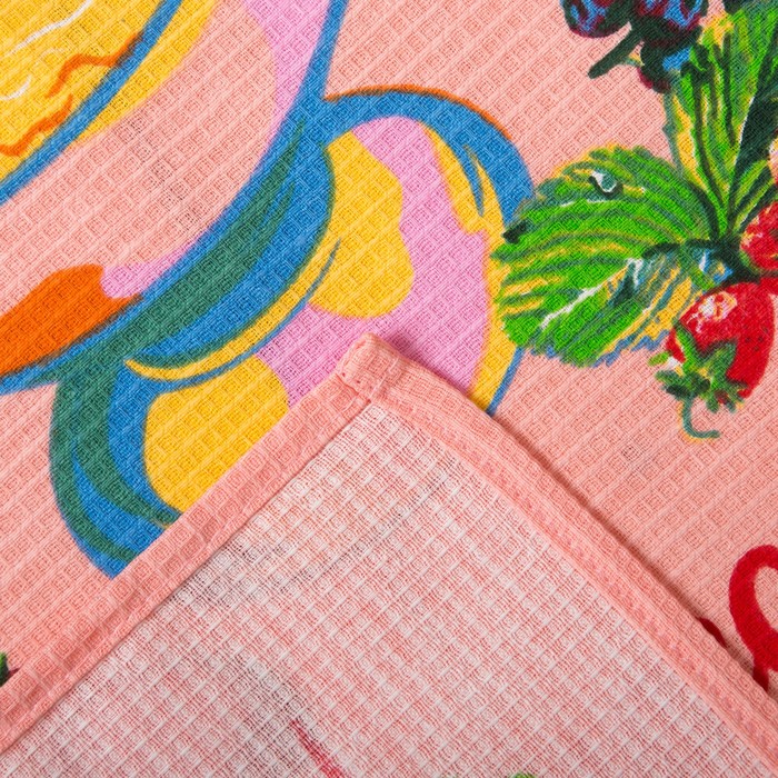 Полотенце вафельное Хорошего настроения, размер 45х60 см, цвет кремовый, 160 гр/м