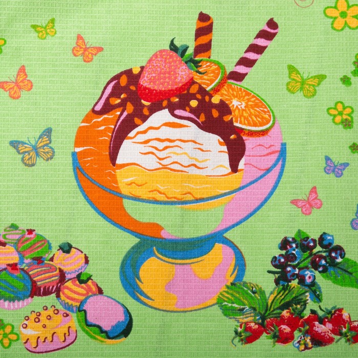 Полотенце вафельное Хорошего настроения, размер 45х60 см, цвет зеленый, 160 гр/м