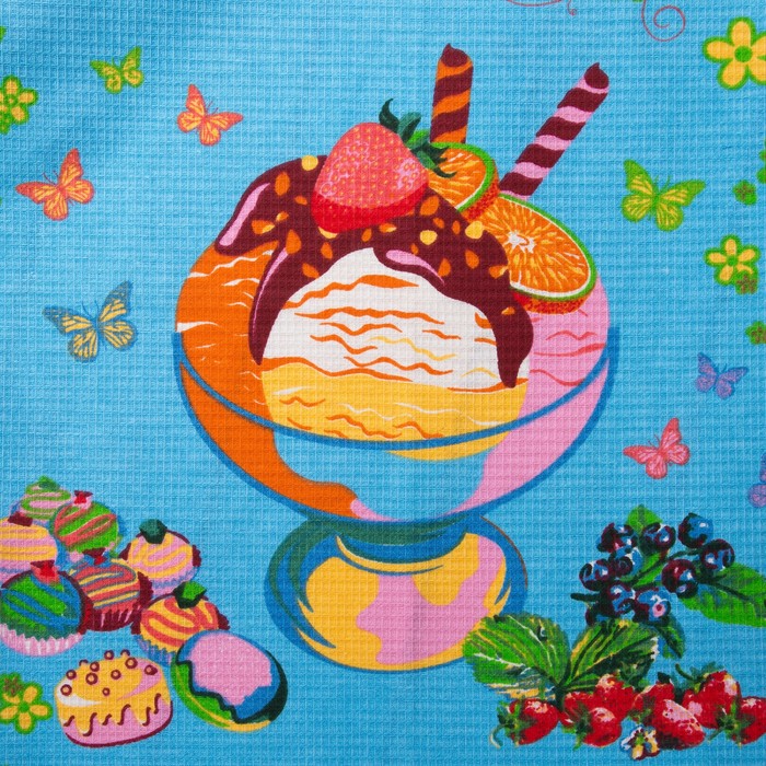 Полотенце вафельное Хорошего настроения, размер 45х60 см, цвет голубой, 160 гр/м