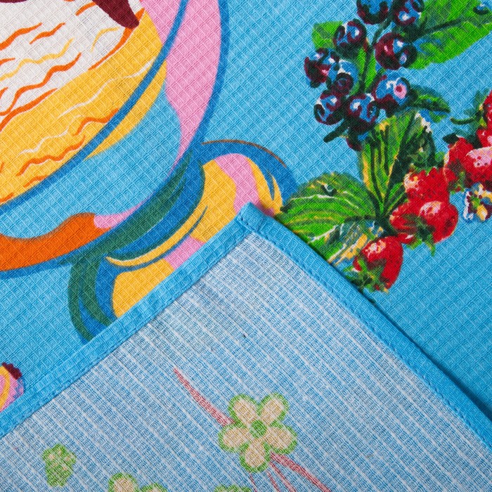 Полотенце вафельное Хорошего настроения, размер 45х60 см, цвет голубой, 160 гр/м