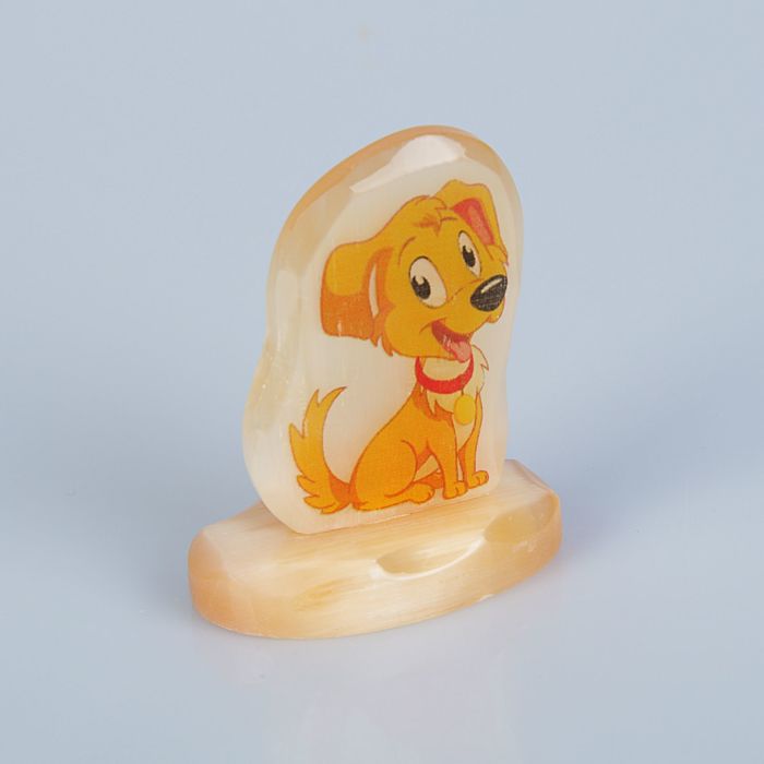 Сувенир «Собачка в ошейнике», на подставке, селенит