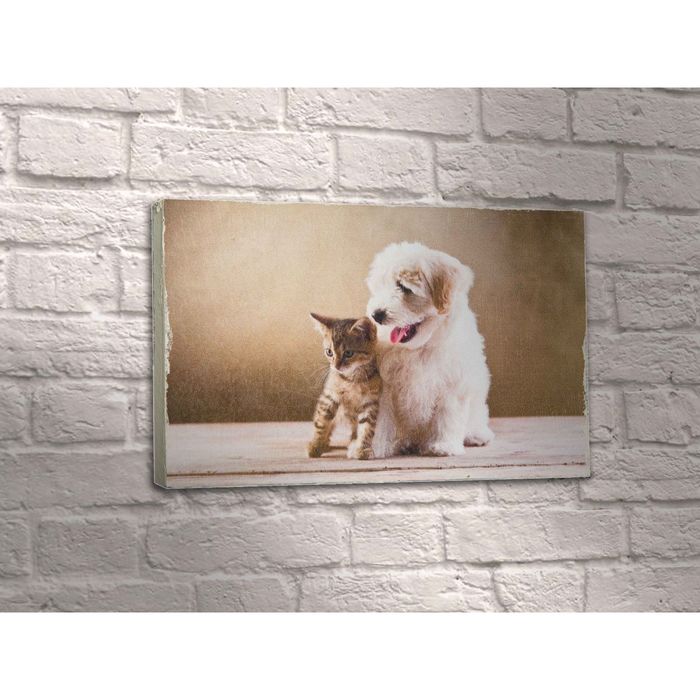 Картина "Щенок и котёнок"