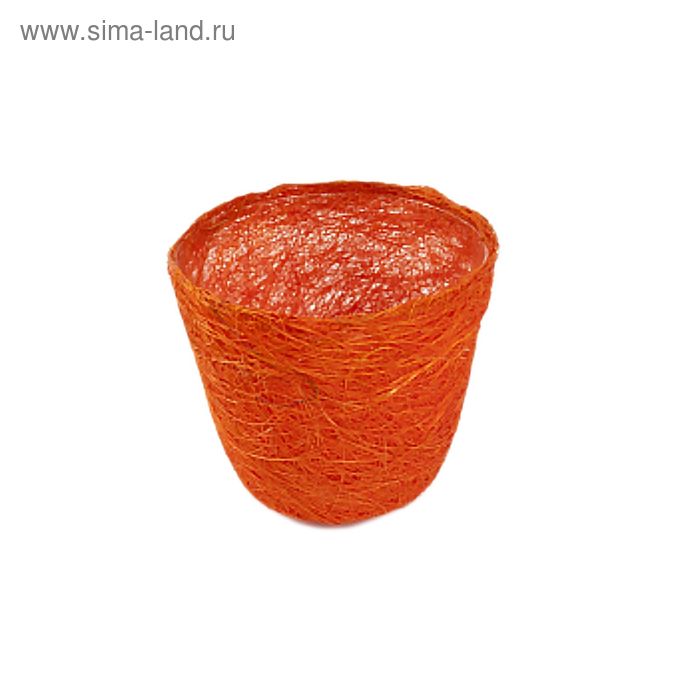 Кашпо, сизаль, круг, ярко-оранжевая 10 х 12 см