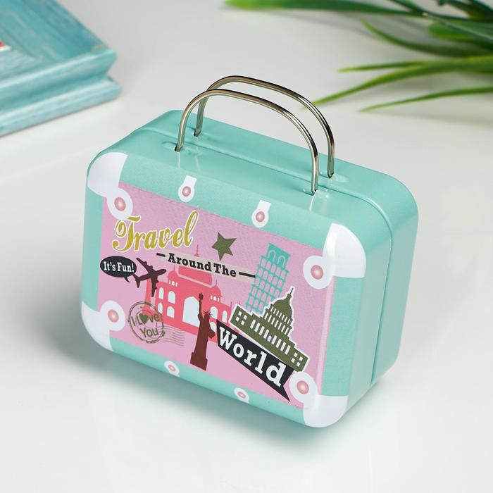 Шкатулка металл чемодан "Прогулки по Парижу" 5,5х7,5х3,5 см