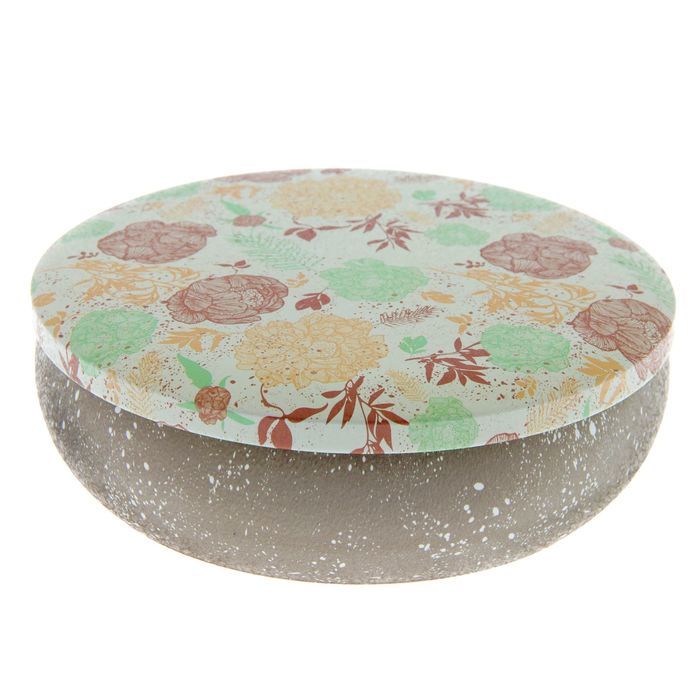 Шкатулка металл круг "Нарисованные цветы" 6х17х17 см