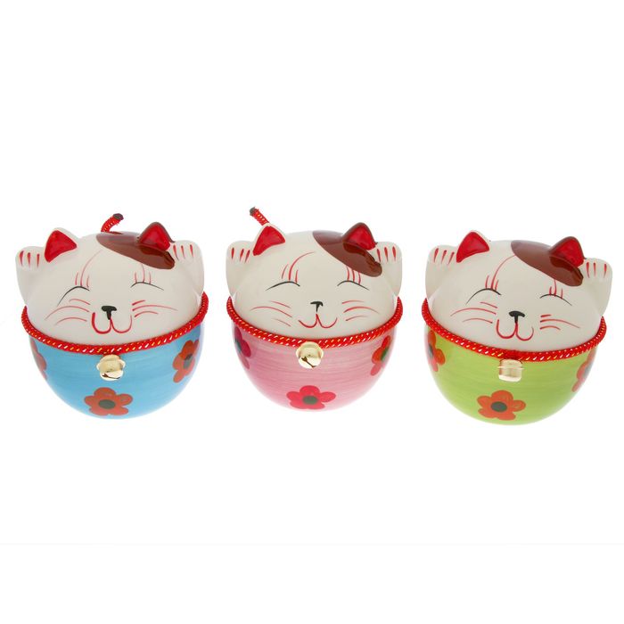 Сувенир кот копилка керамика "Манэки-нэко шарик"16х16х16 см МИКС