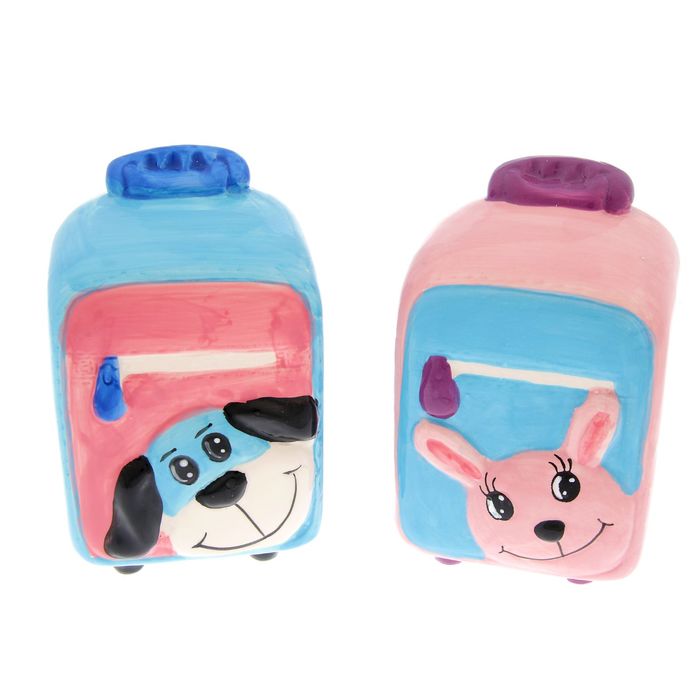 Копилка керамика "Чемодан со зверюшкой" МИКС 13,5х8,5х7 см