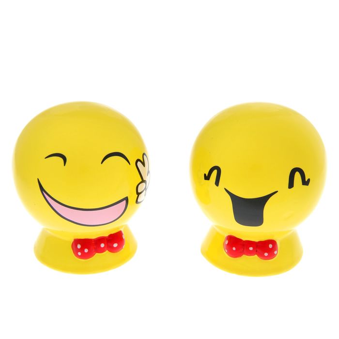 Копилка керамика "Смайл с бантиком в горох" МИКС 10х9,5х9,5 см