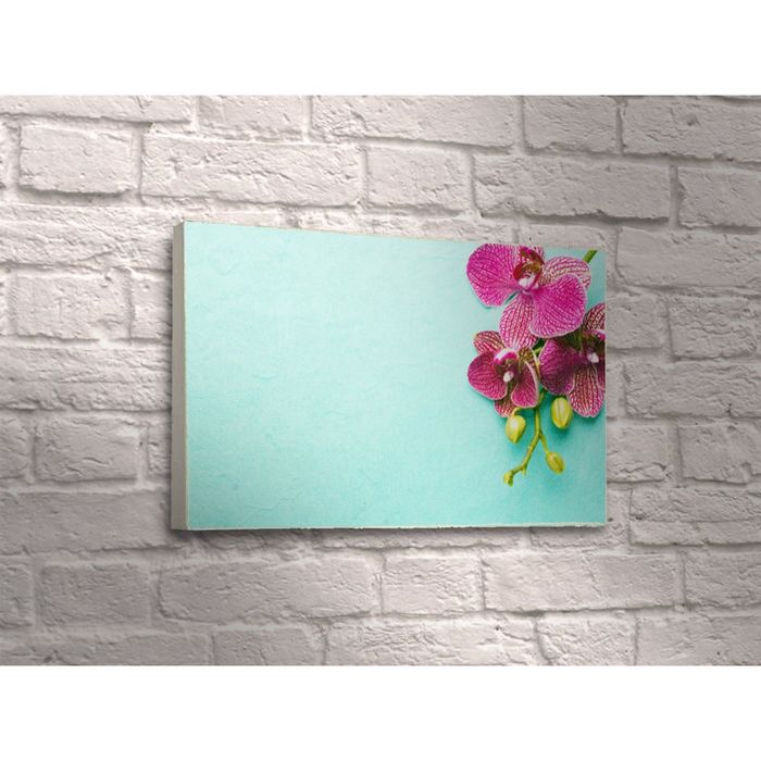 Картина "Розовая орхидея на голубом фоне"