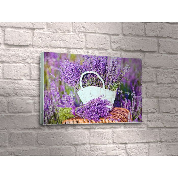 Картина "Цветы лаванды в корзине"