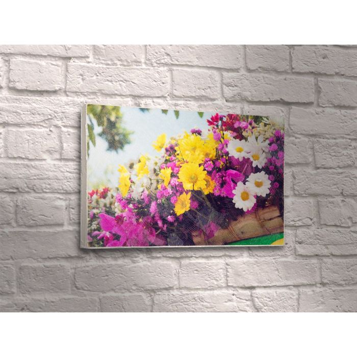 Картина "Разноцветные цветочки в горшках"