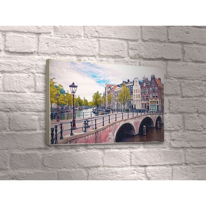 Картина "Мост Амстердама и голландские дома"