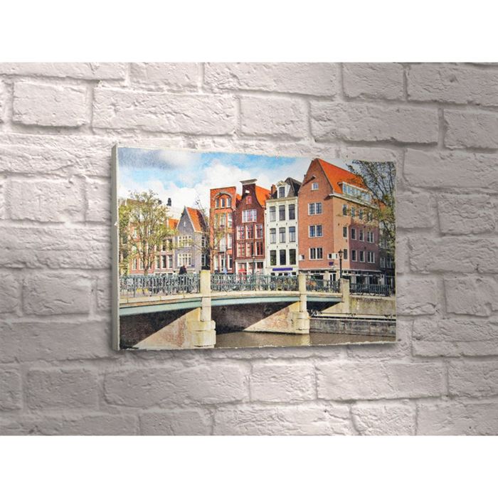 Картина "Мост Амстердама и голландские дома"