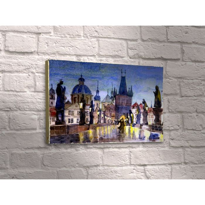 Картина "Пара влюблённых на площади города"