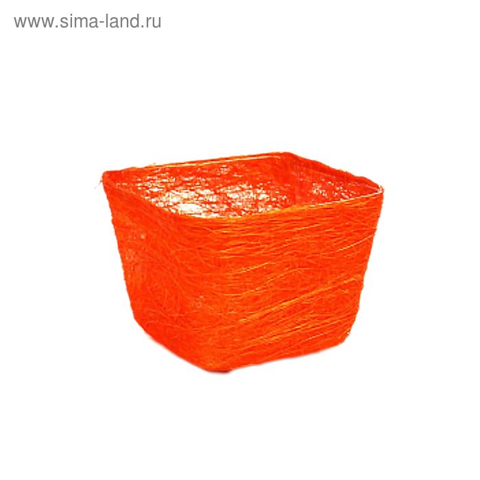 Кашпо, сизаль, квадрат, ярко-оранжевая 10 х 14 х 14 см