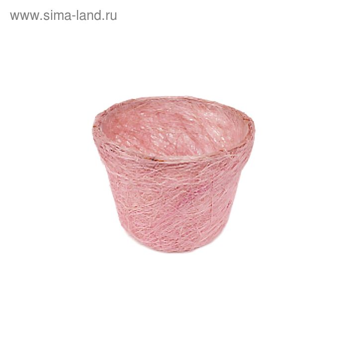 Кашпо, сизаль, круг, розовая 10 х 12 см